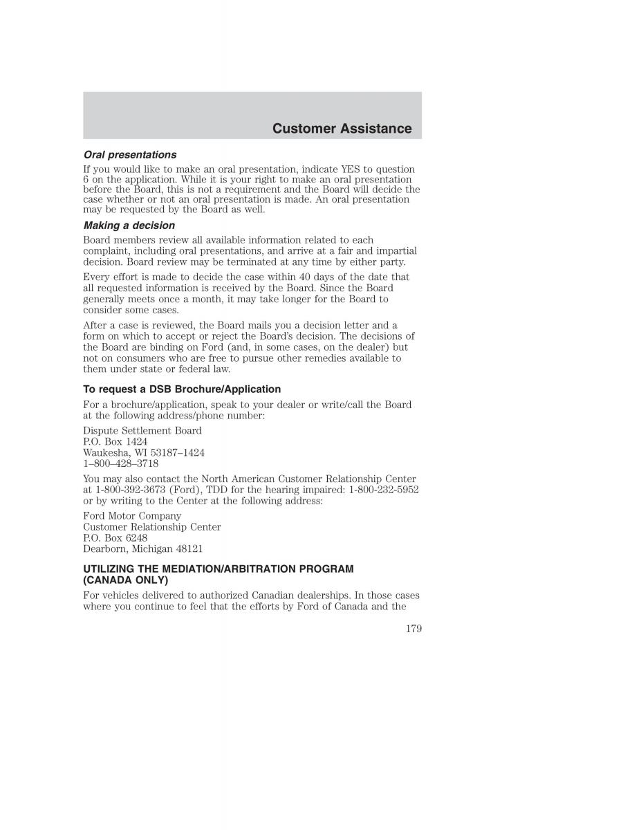 Ford Taurus IV 4 owners manual / page 179