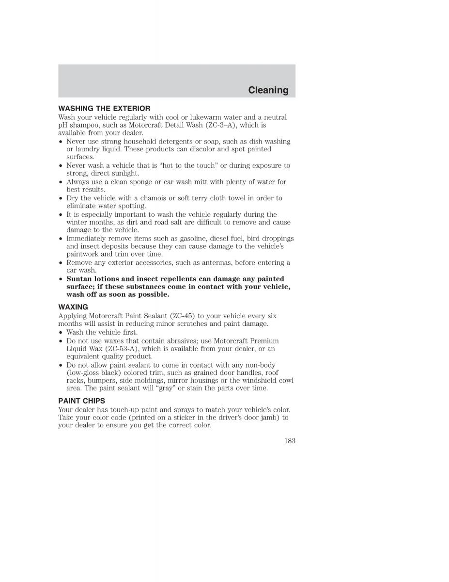 Ford Taurus IV 4 owners manual / page 183