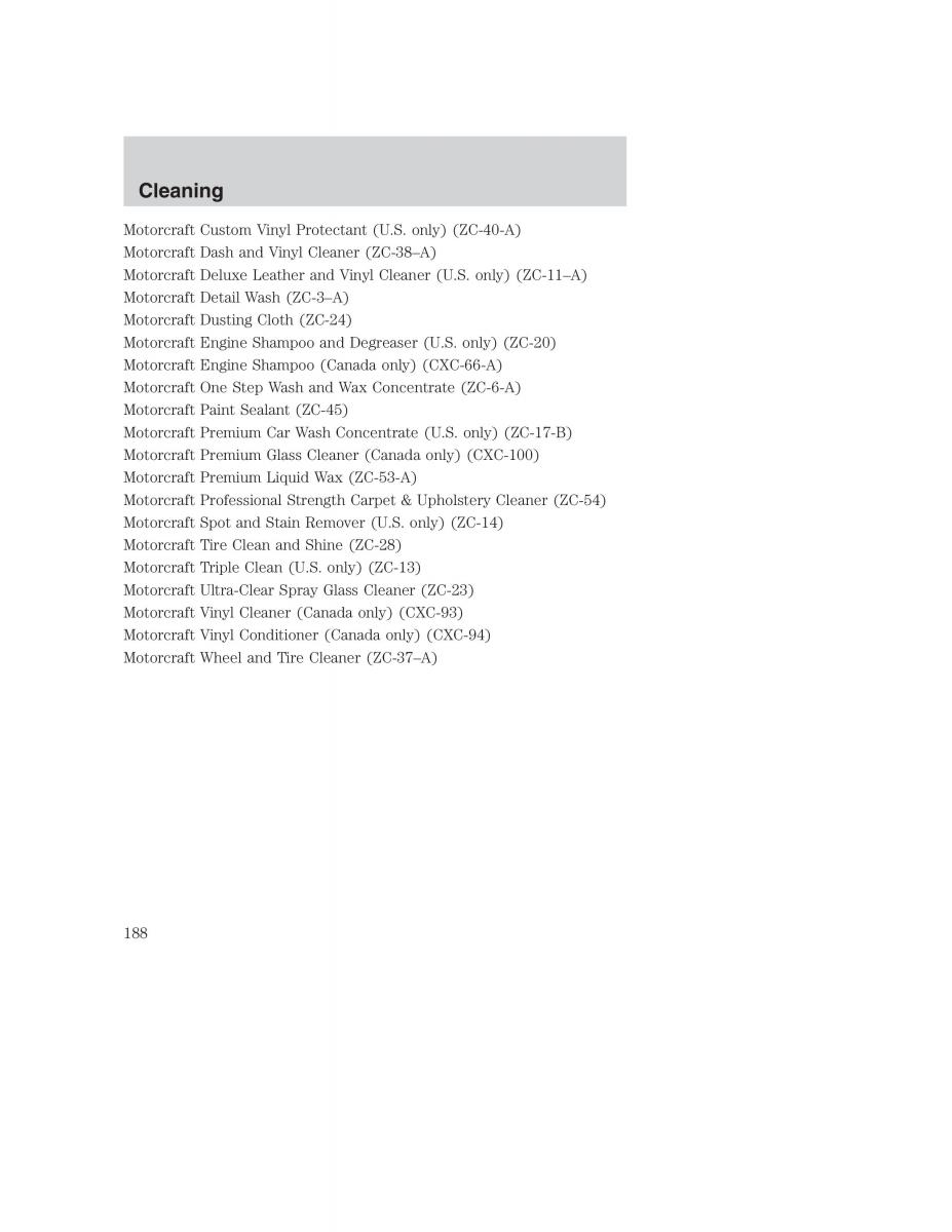 Ford Taurus IV 4 owners manual / page 188