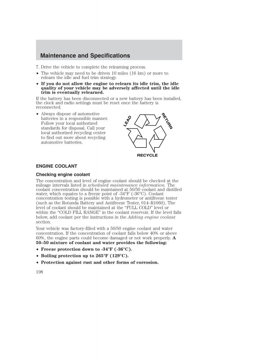 Ford Taurus IV 4 owners manual / page 198