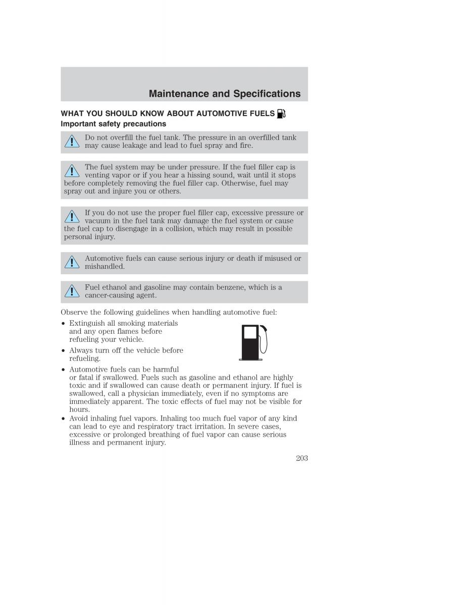 Ford Taurus IV 4 owners manual / page 203