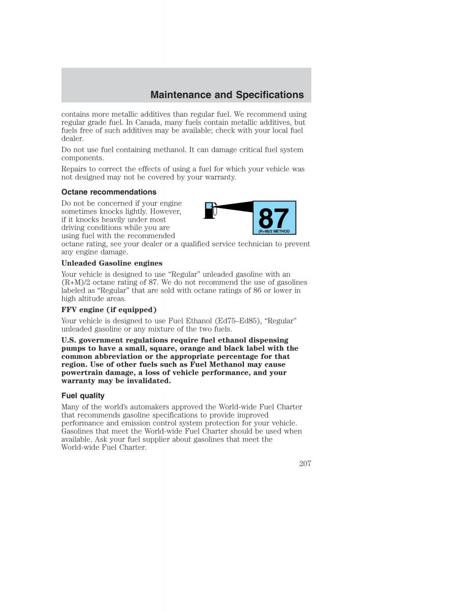 Ford Taurus IV 4 owners manual / page 207