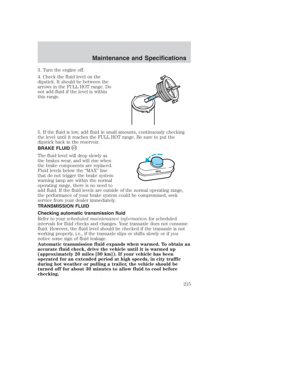 Ford Taurus IV 4 owners manual / page 215