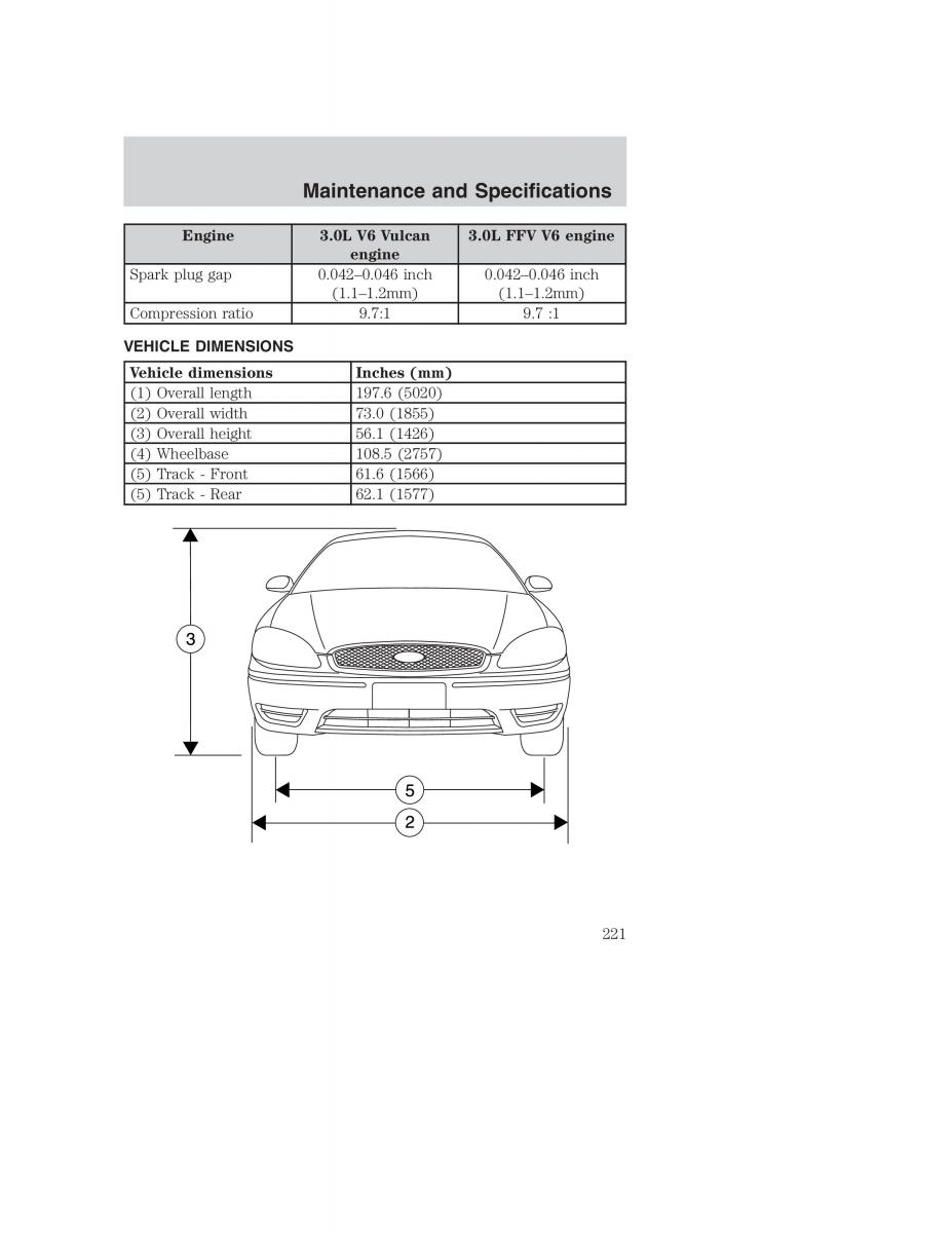 Ford Taurus IV 4 owners manual / page 221