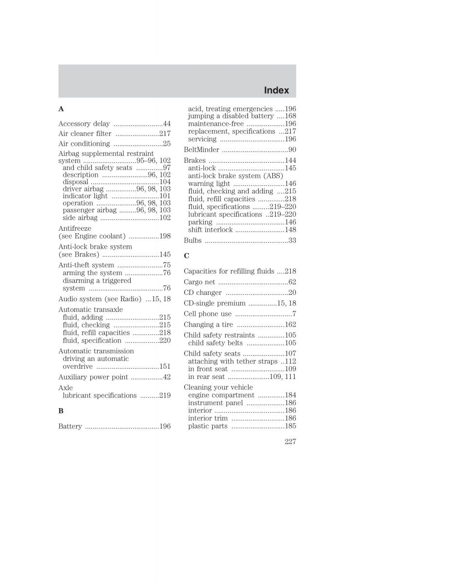 Ford Taurus IV 4 owners manual / page 227