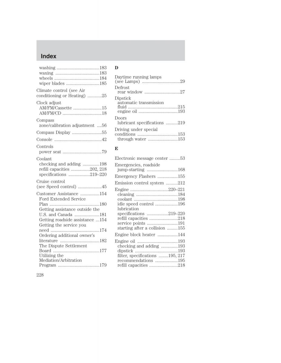 Ford Taurus IV 4 owners manual / page 228