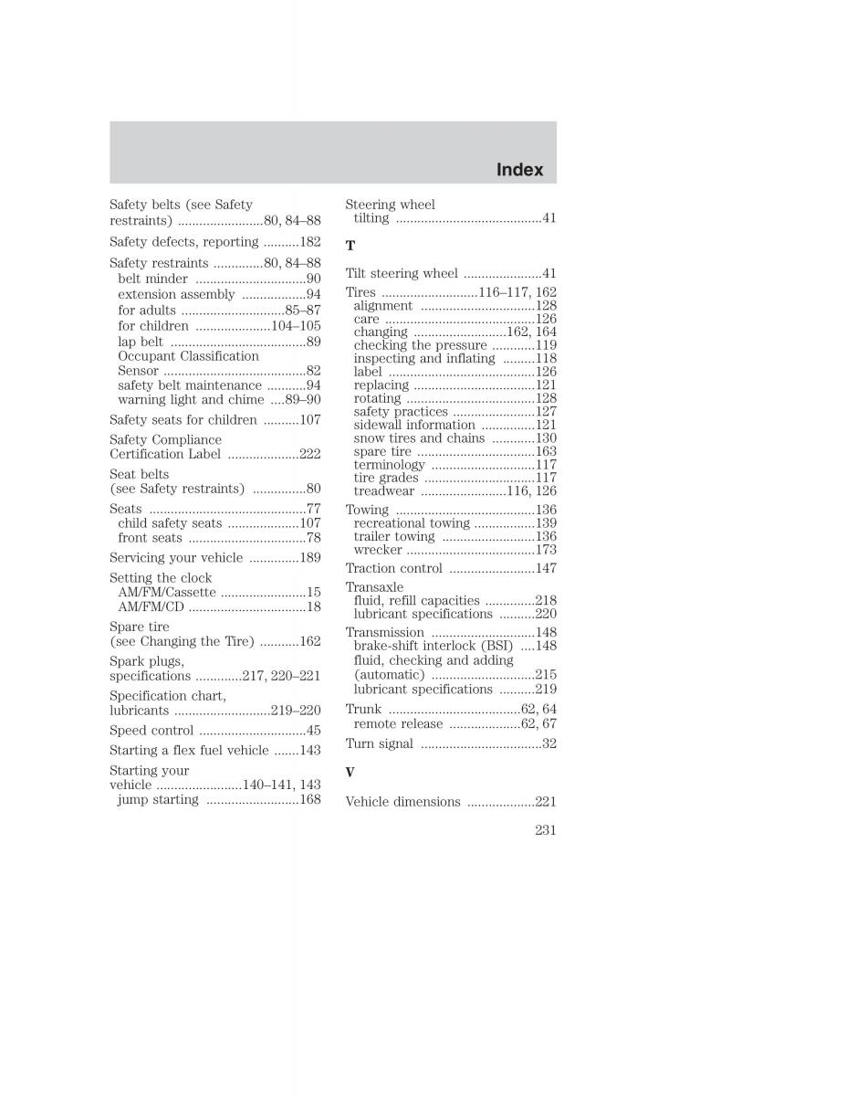 Ford Taurus IV 4 owners manual / page 231