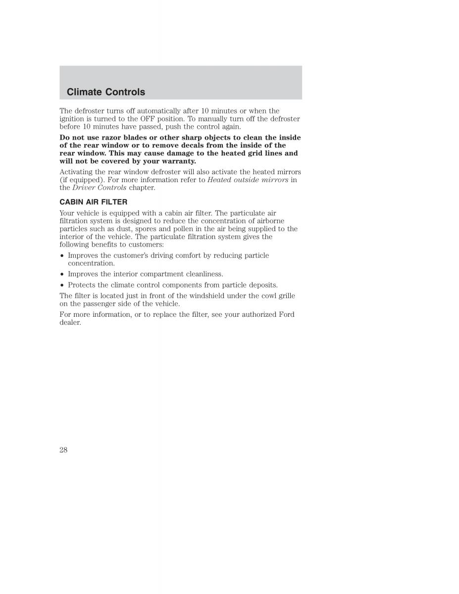 Ford Taurus IV 4 owners manual / page 28