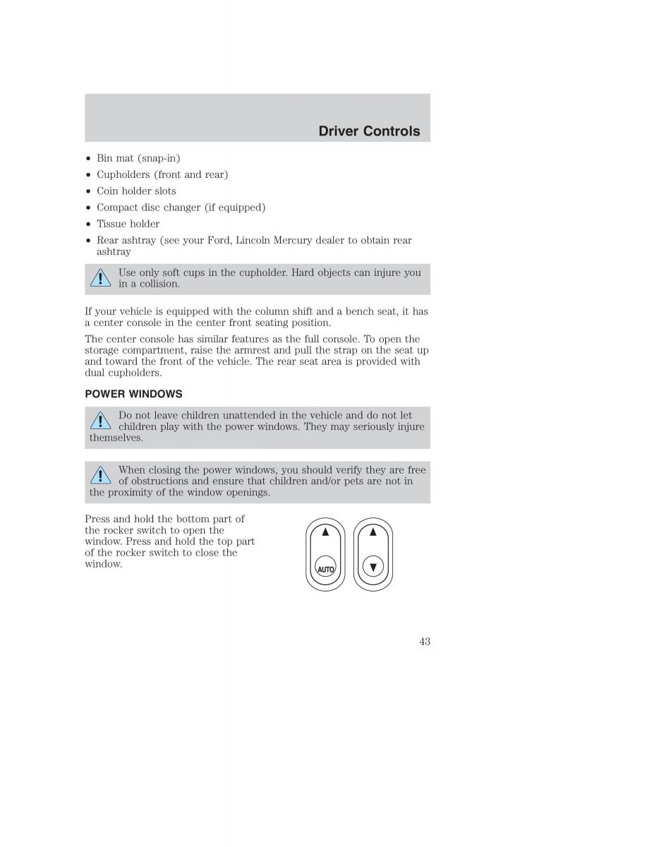 Ford Taurus IV 4 owners manual / page 43
