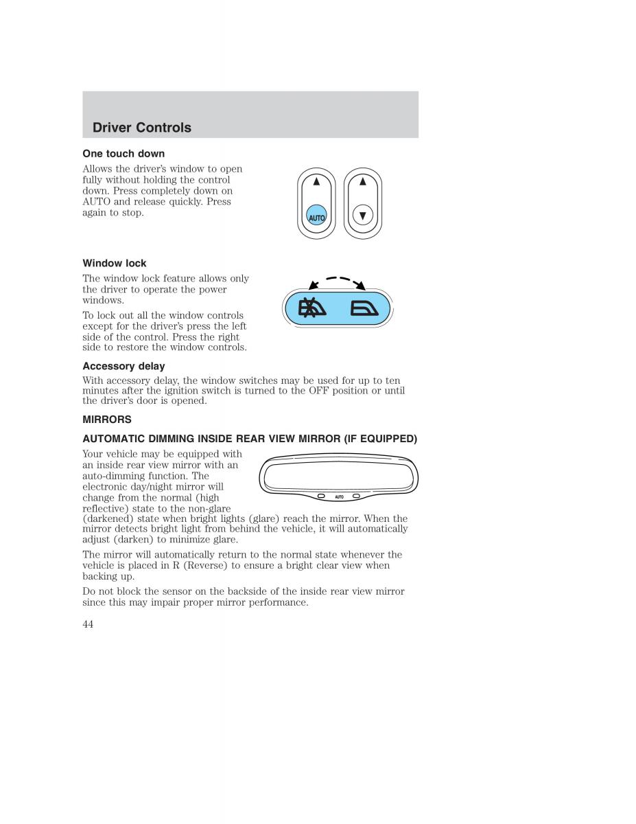 Ford Taurus IV 4 owners manual / page 44