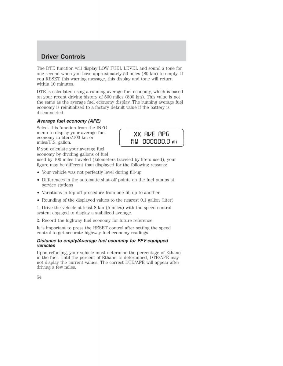 Ford Taurus IV 4 owners manual / page 54
