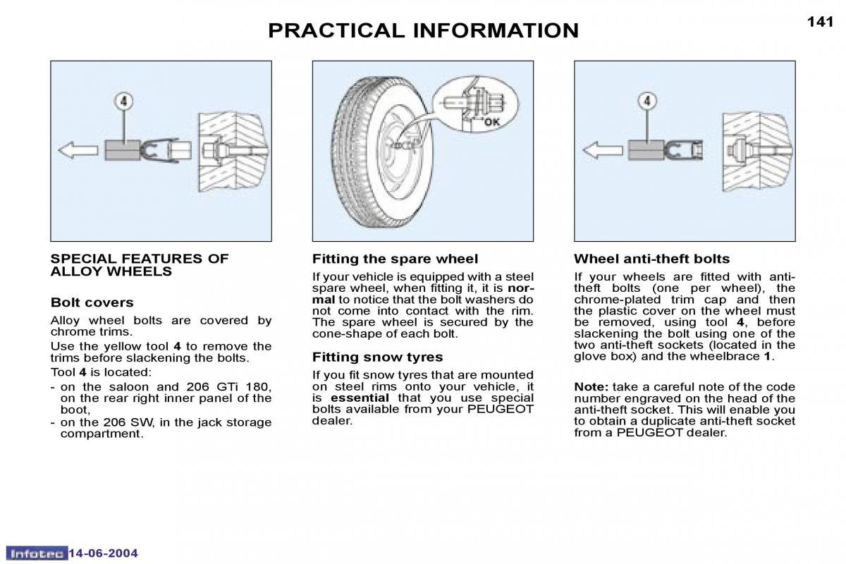 Peugeot 206 owners manual / page 56