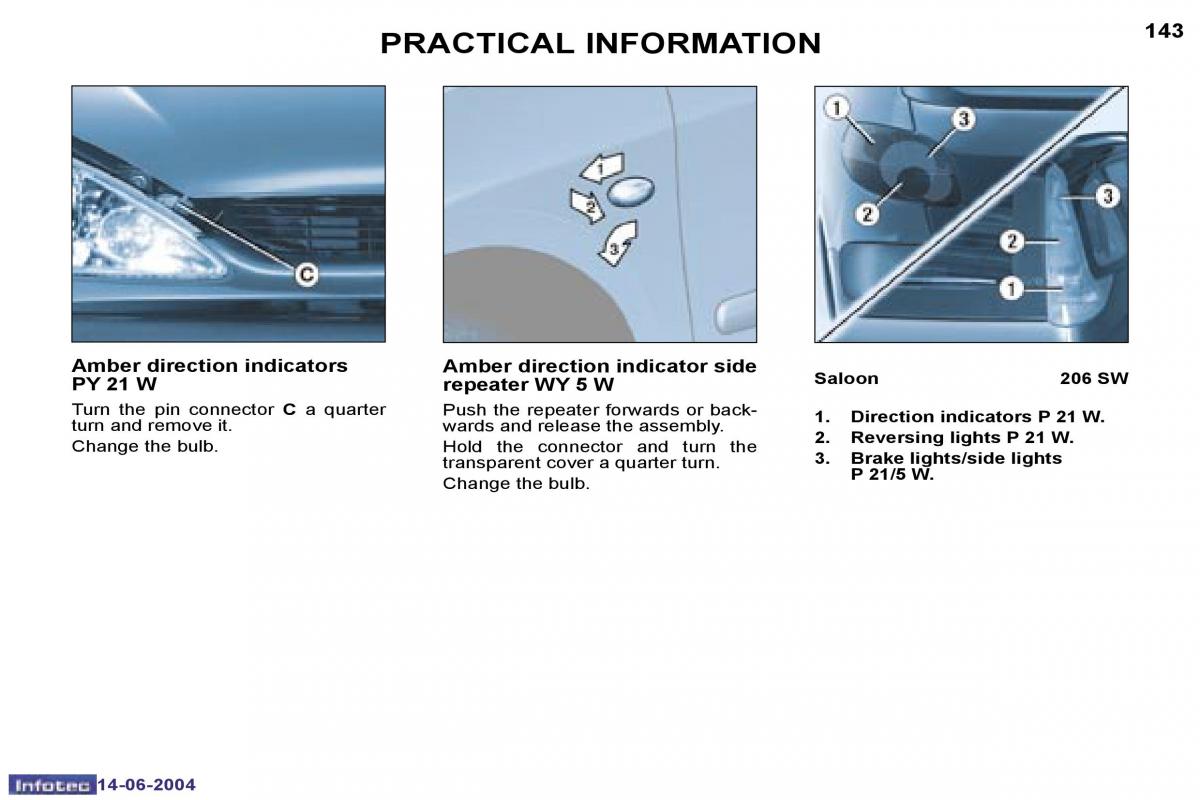 Peugeot 206 owners manual / page 58