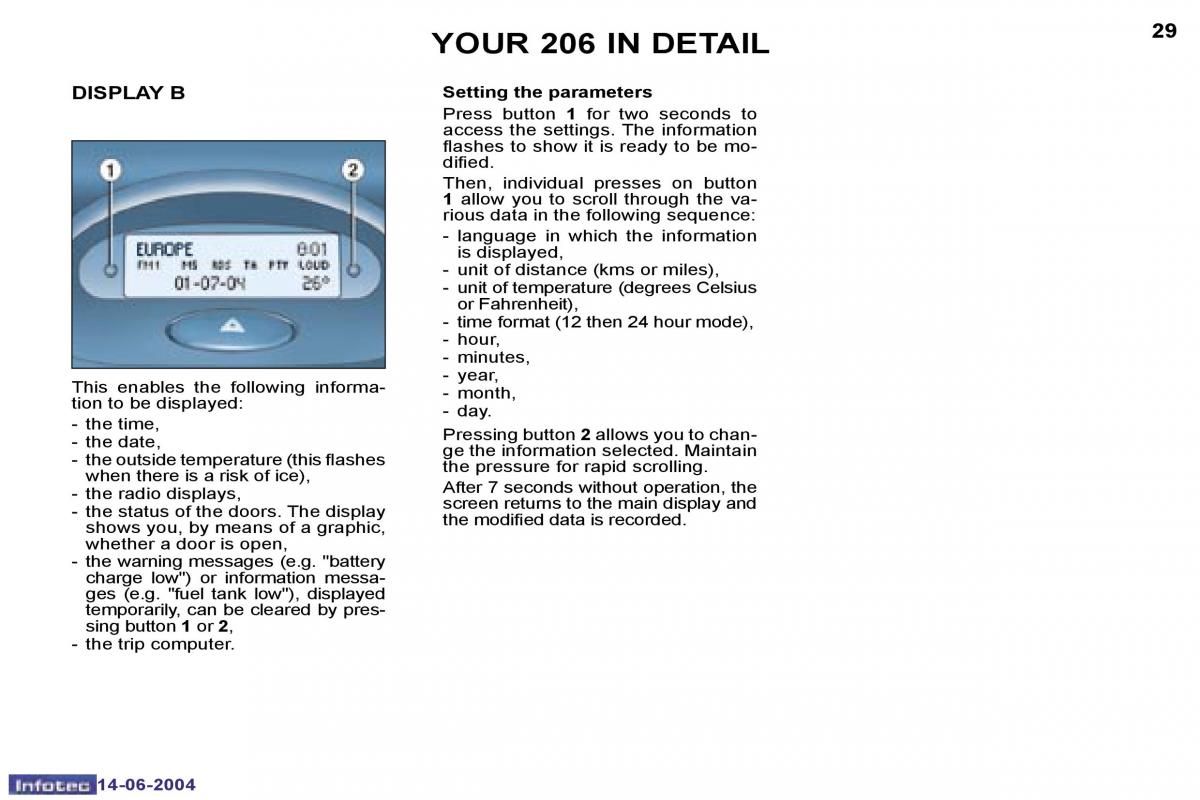 Peugeot 206 owners manual / page 93