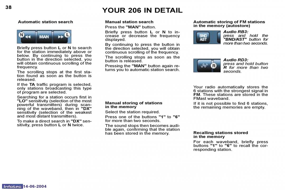 Peugeot 206 owners manual / page 102