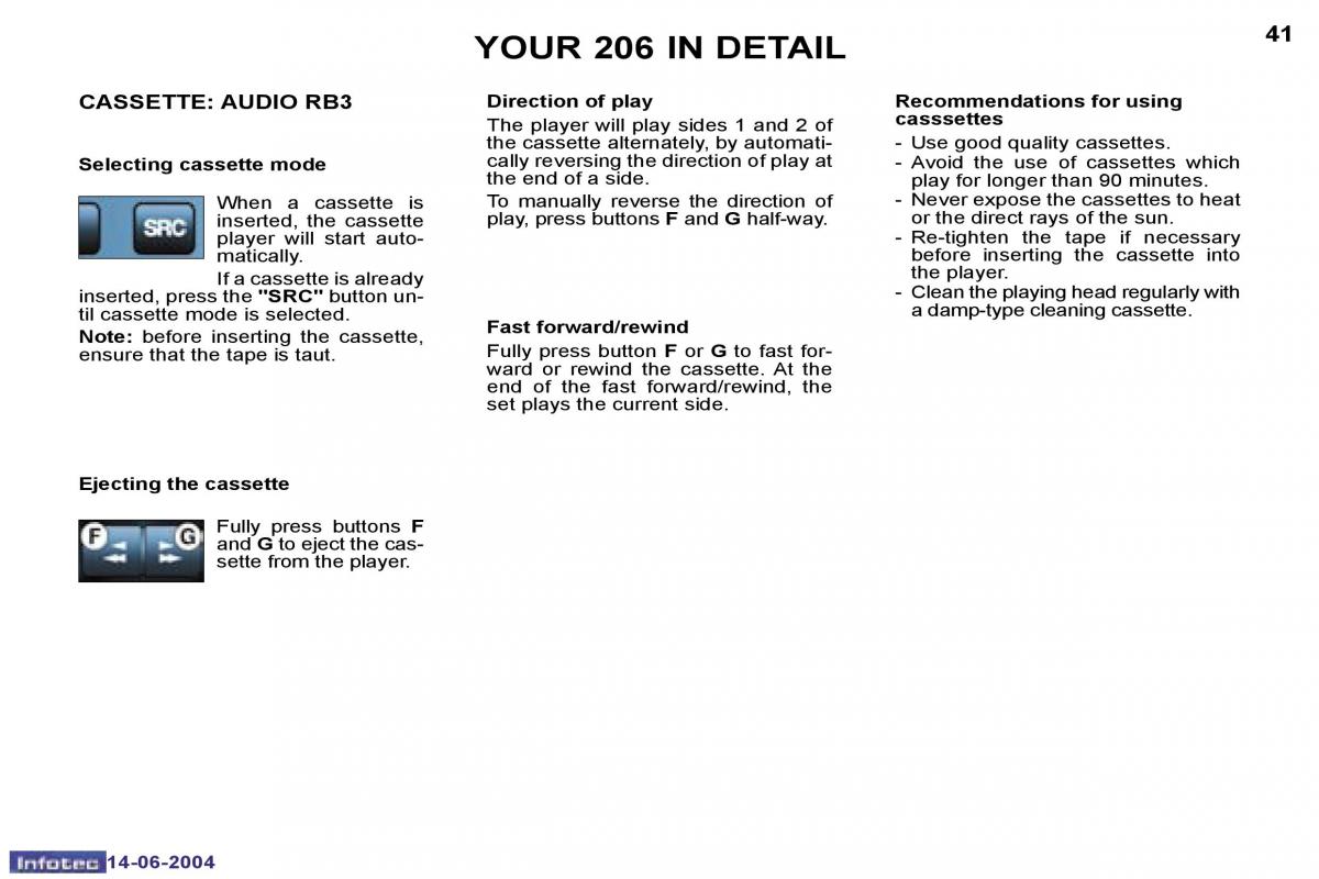 Peugeot 206 owners manual / page 108