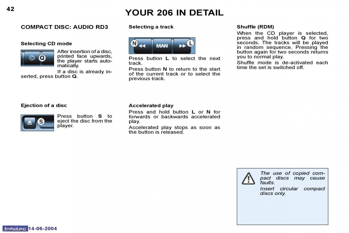 Peugeot 206 owners manual / page 109