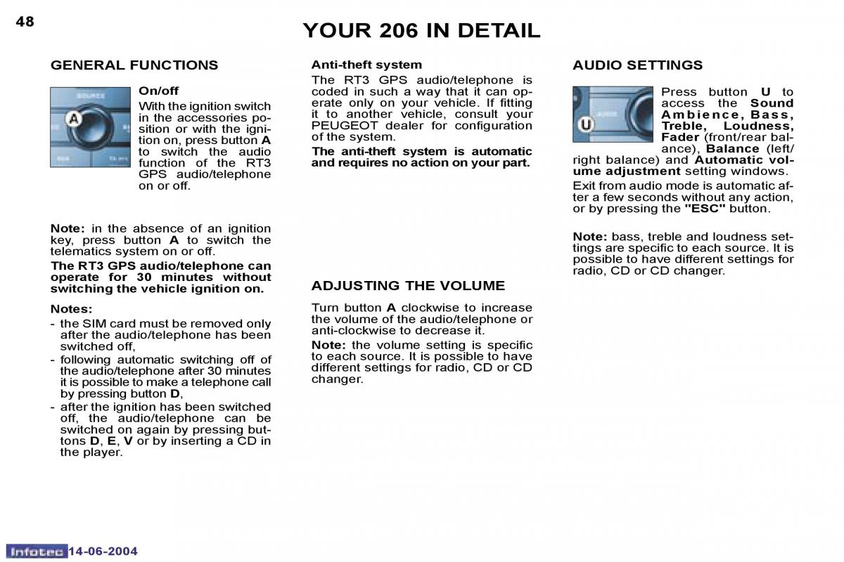 Peugeot 206 owners manual / page 114