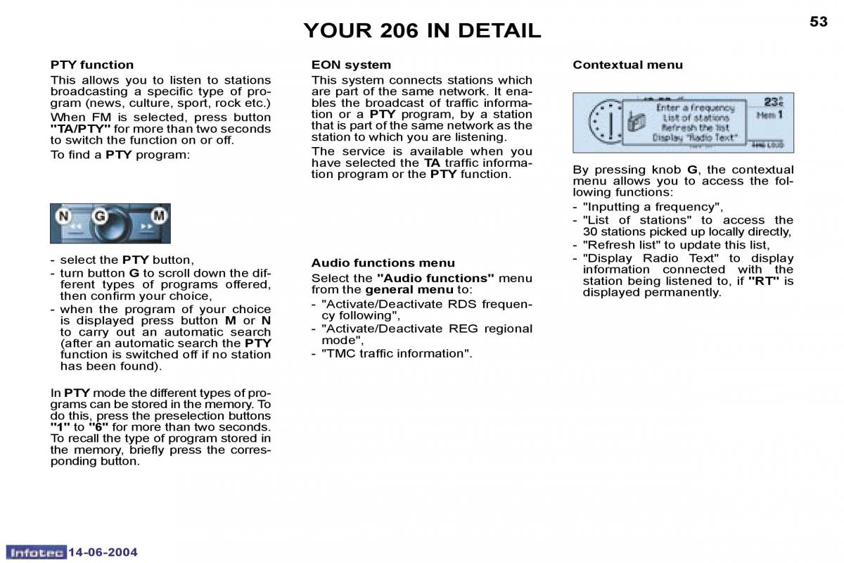 Peugeot 206 owners manual / page 120