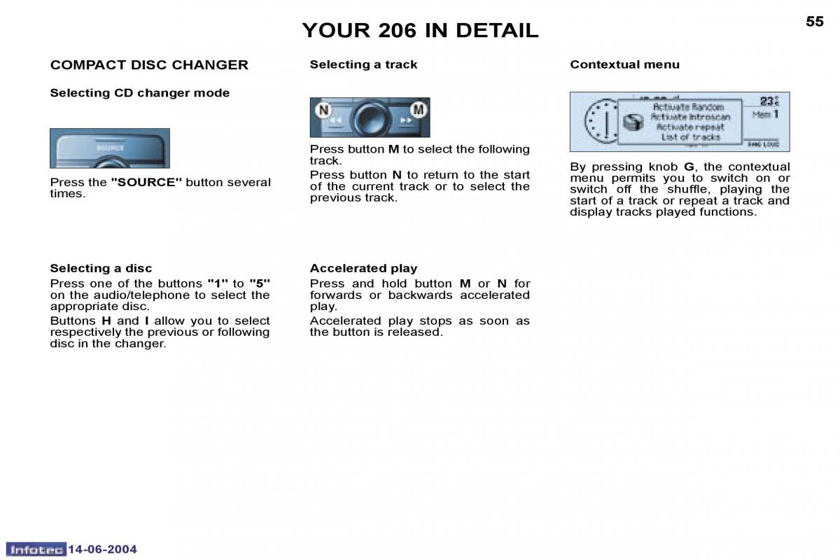 Peugeot 206 owners manual / page 122