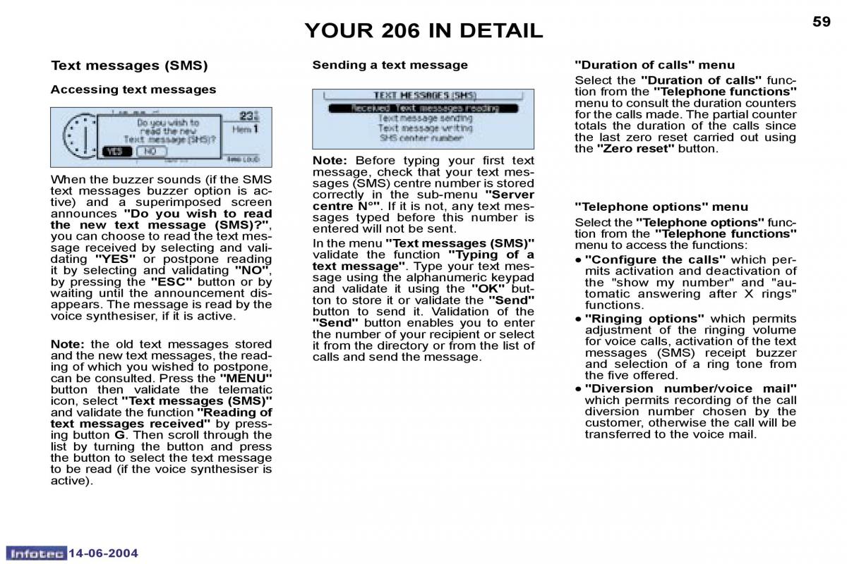 Peugeot 206 owners manual / page 126