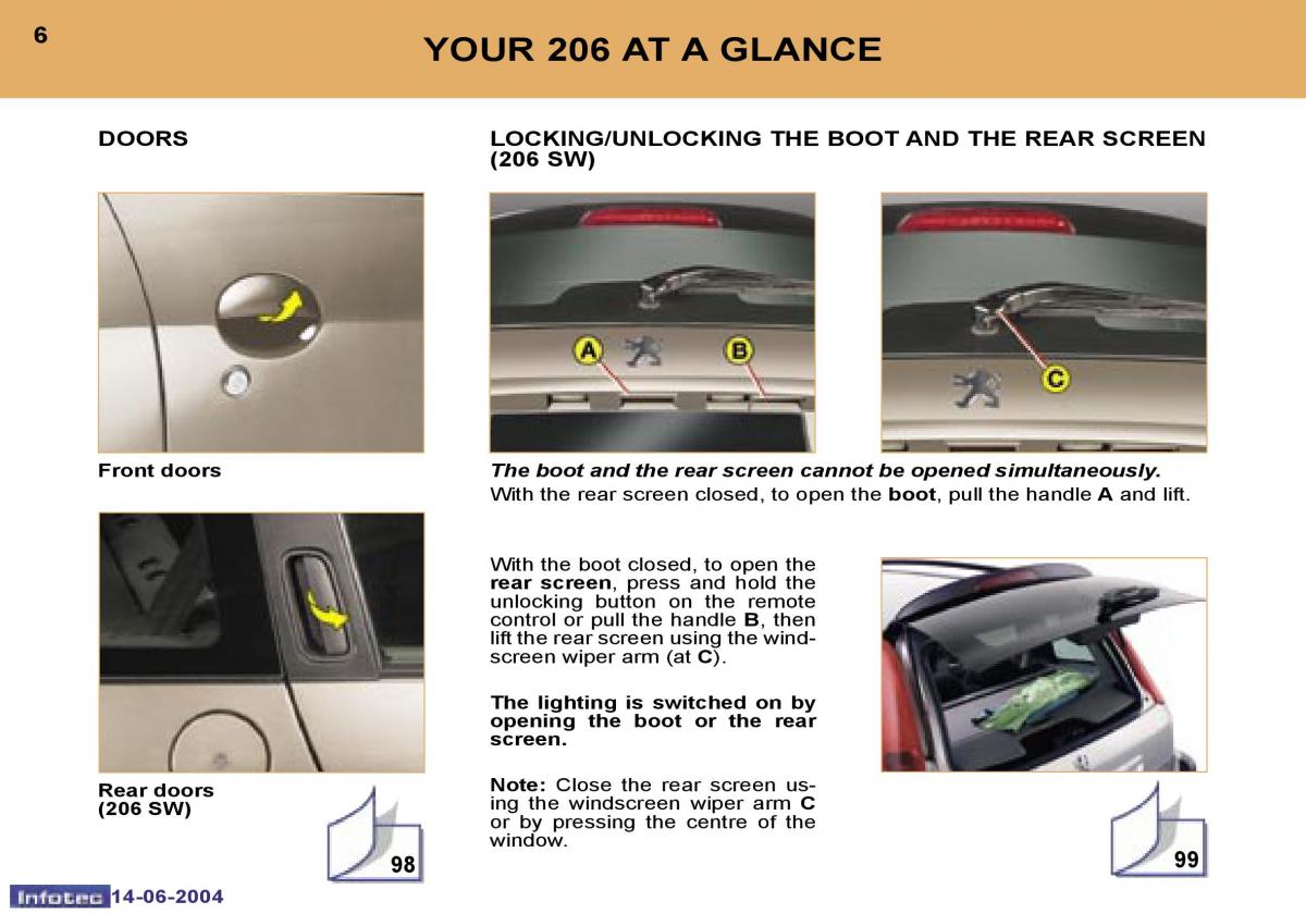 Peugeot 206 owners manual / page 130