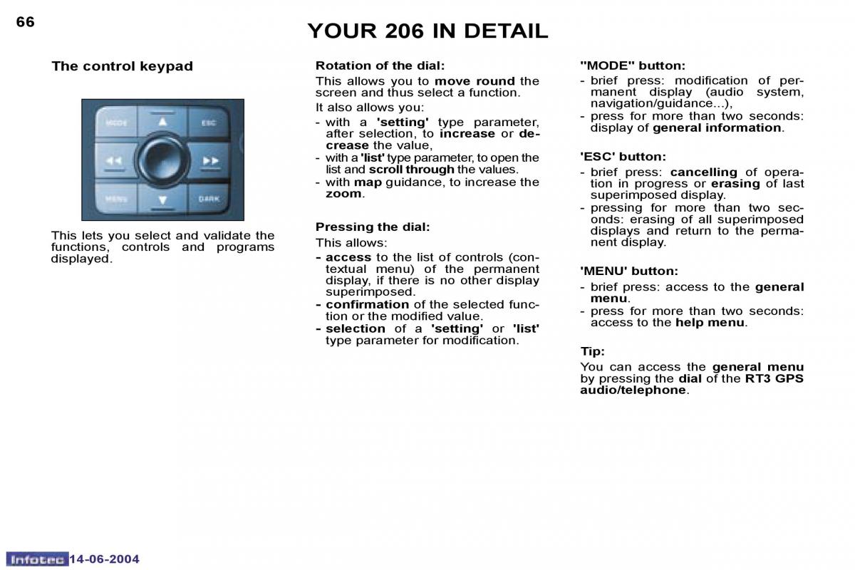 Peugeot 206 owners manual / page 134