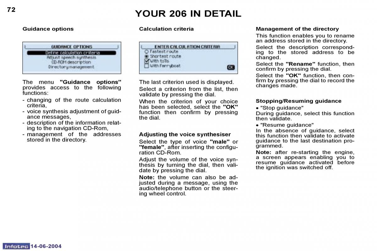 Peugeot 206 owners manual / page 140