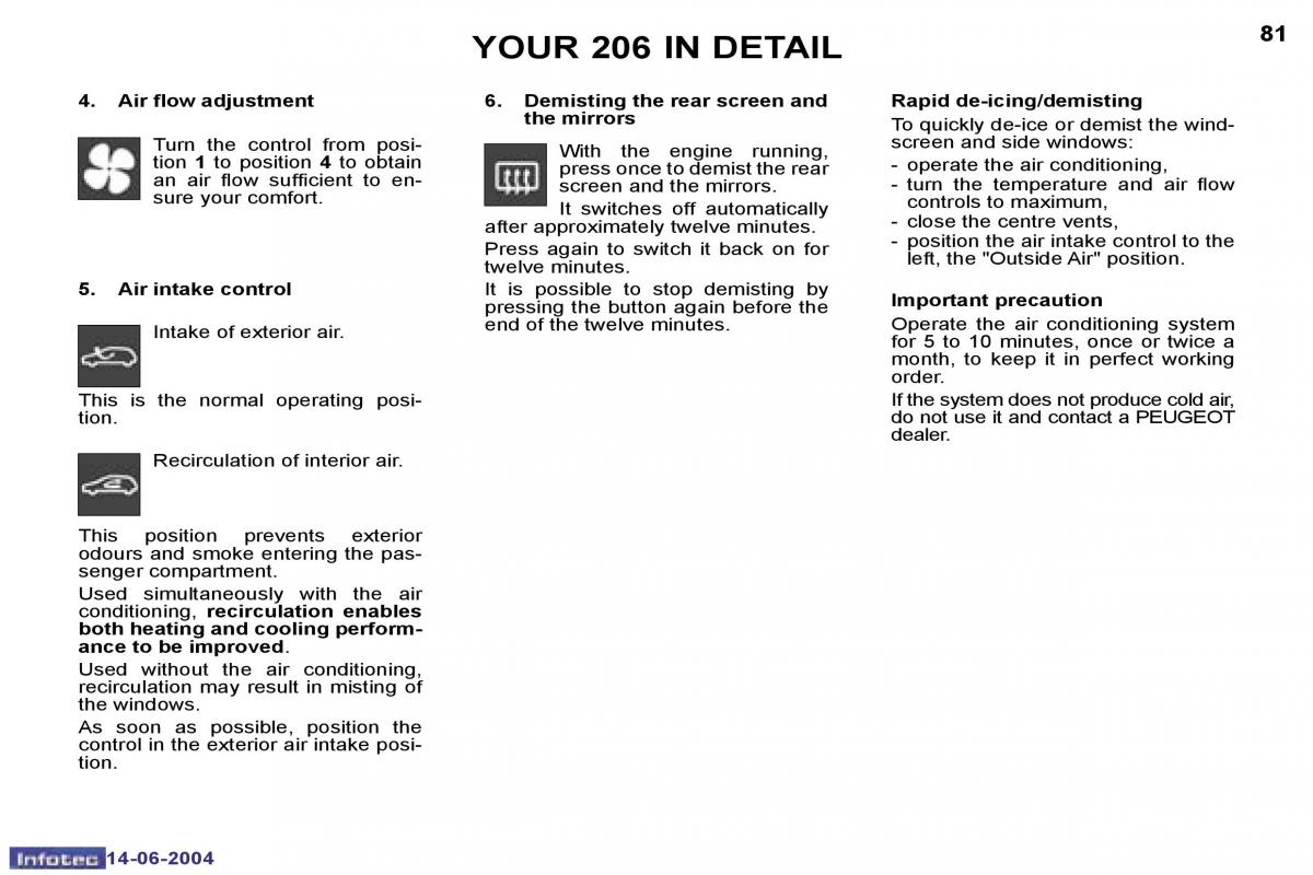 Peugeot 206 owners manual / page 151