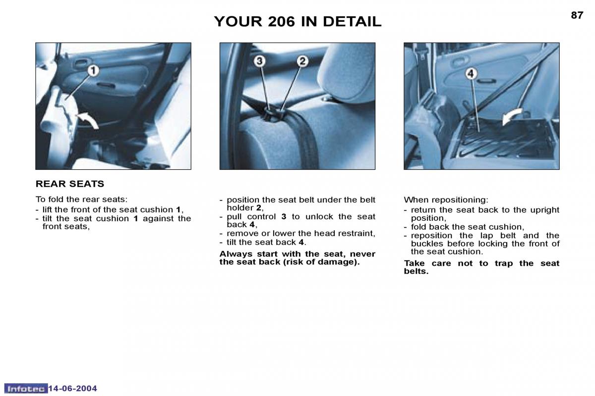 Peugeot 206 owners manual / page 158