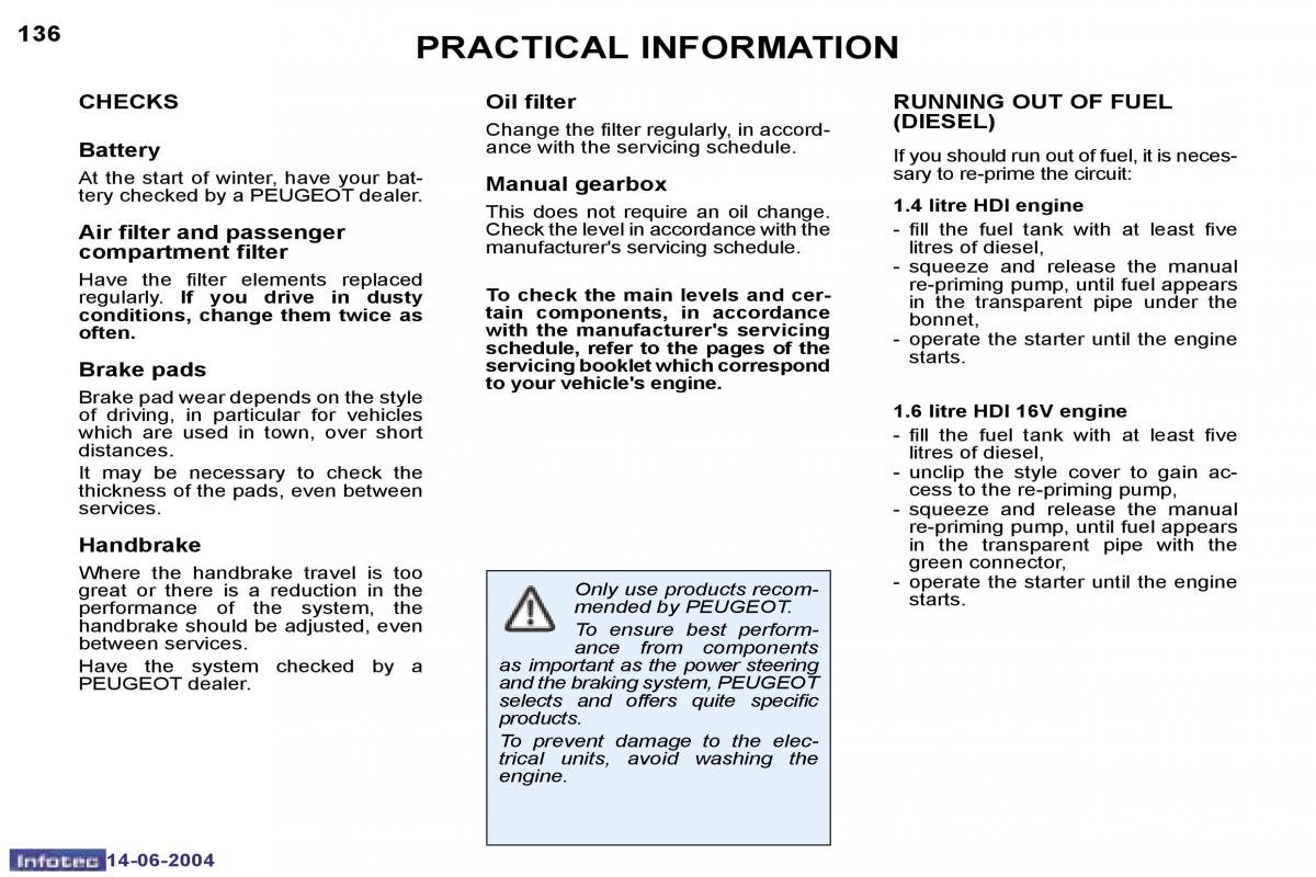 Peugeot 206 owners manual / page 43