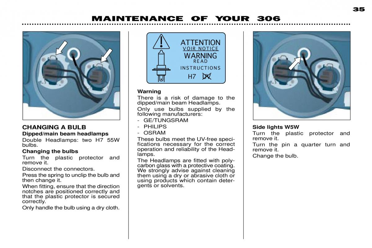 Peugeot 306 owners manual / page 55