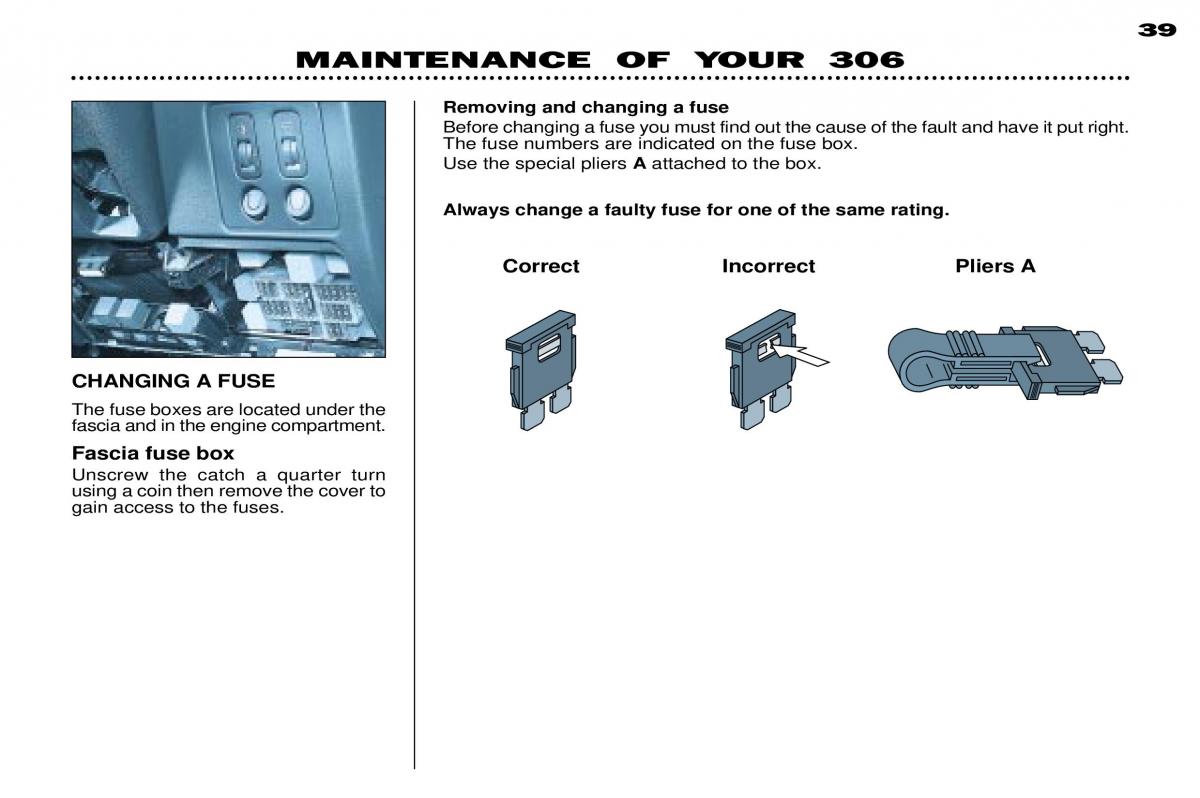 Peugeot 306 owners manual / page 60