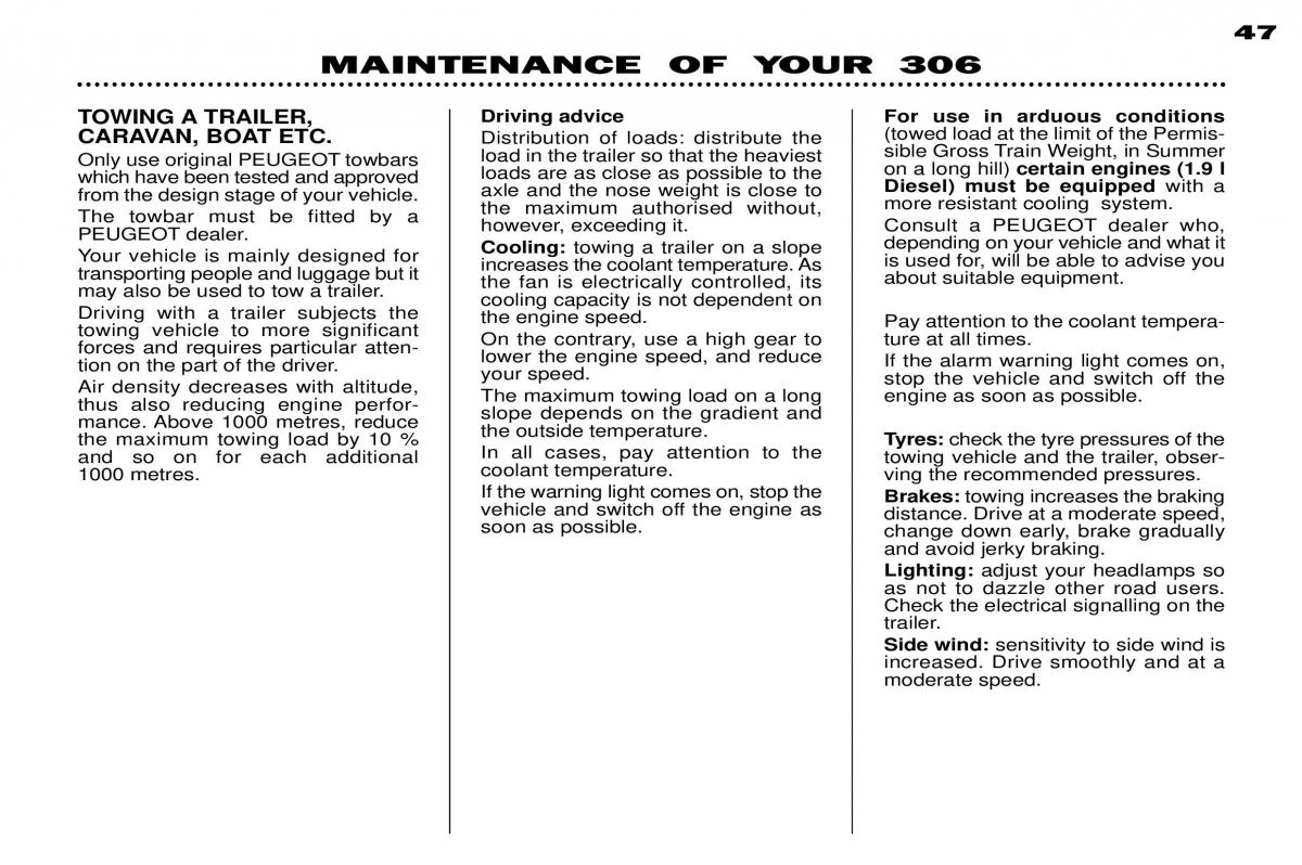 Peugeot 306 owners manual / page 70