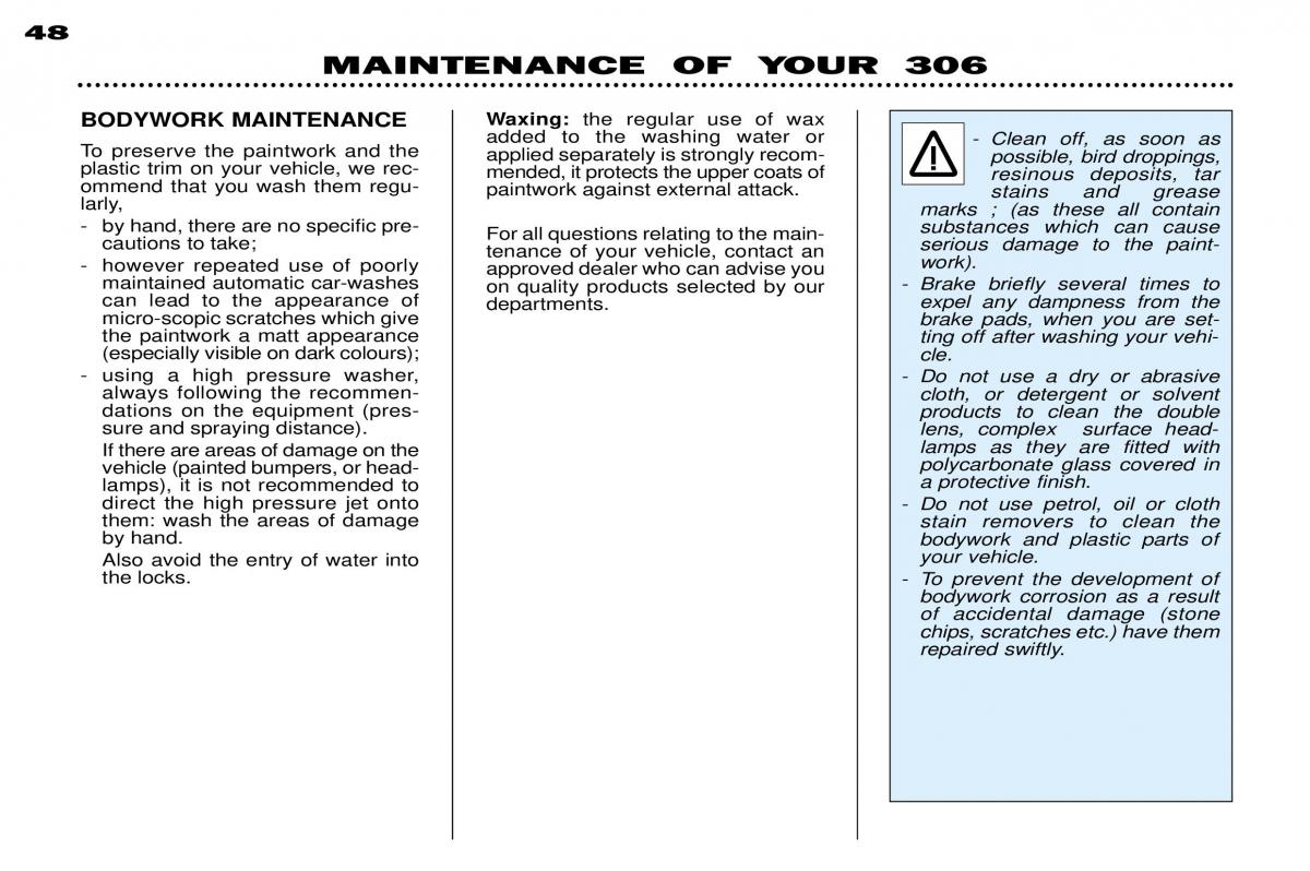 Peugeot 306 owners manual / page 71