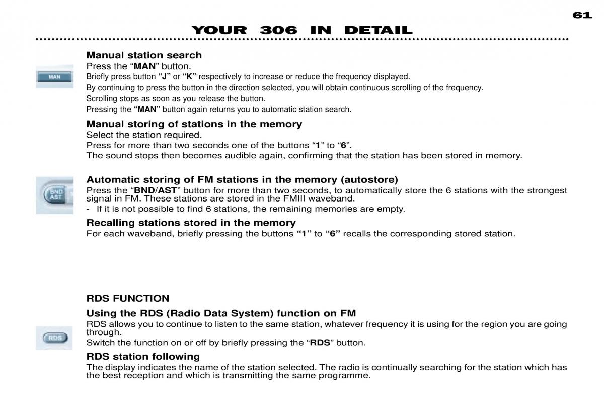 Peugeot 306 owners manual / page 81