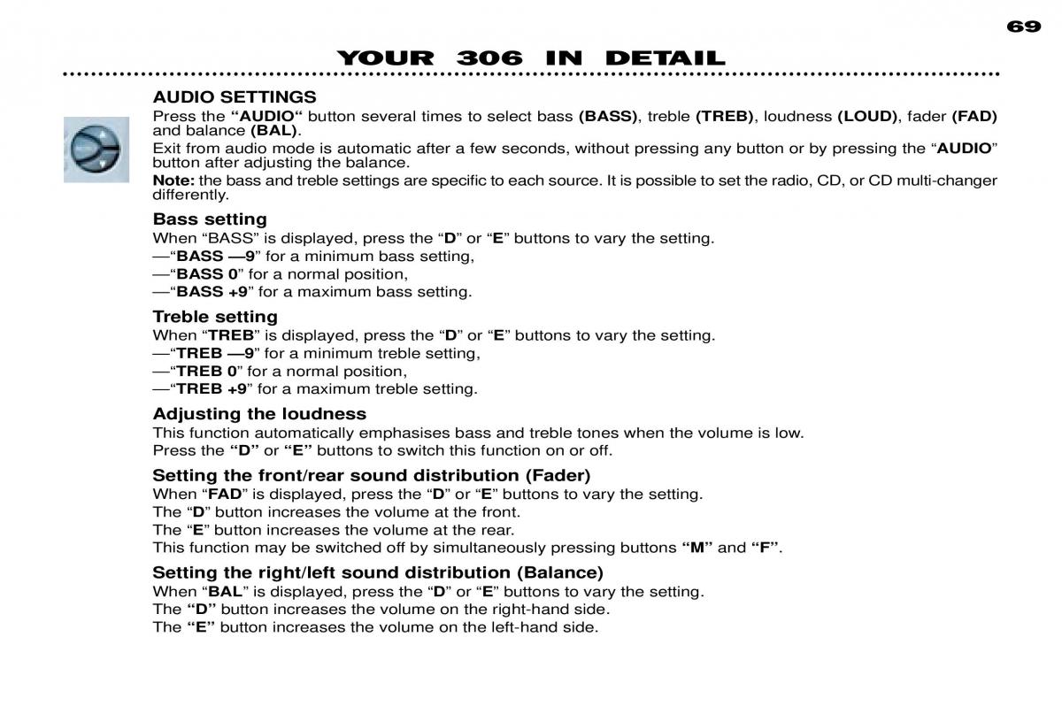 Peugeot 306 owners manual / page 89