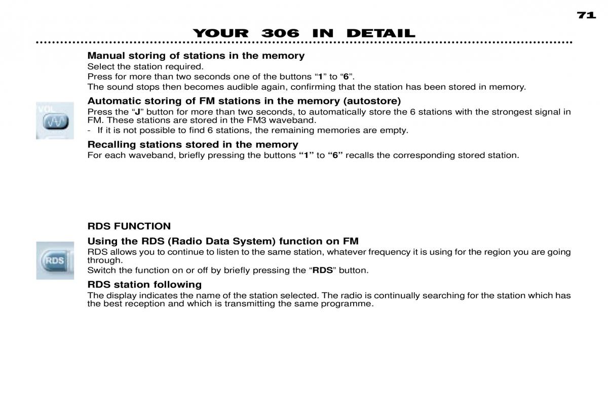 Peugeot 306 owners manual / page 92