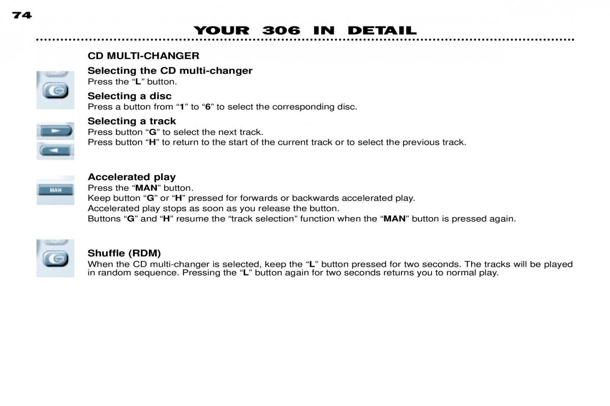 Peugeot 306 owners manual / page 96