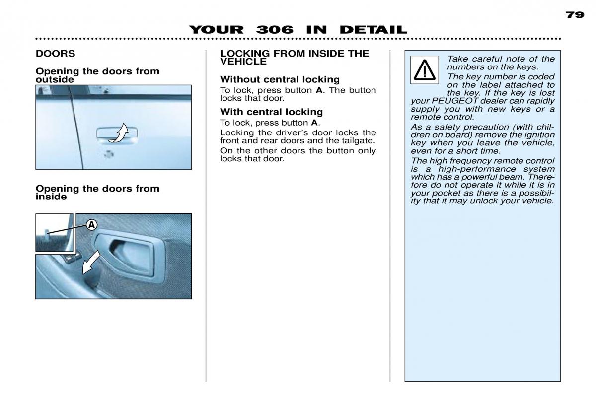 Peugeot 306 owners manual / page 101