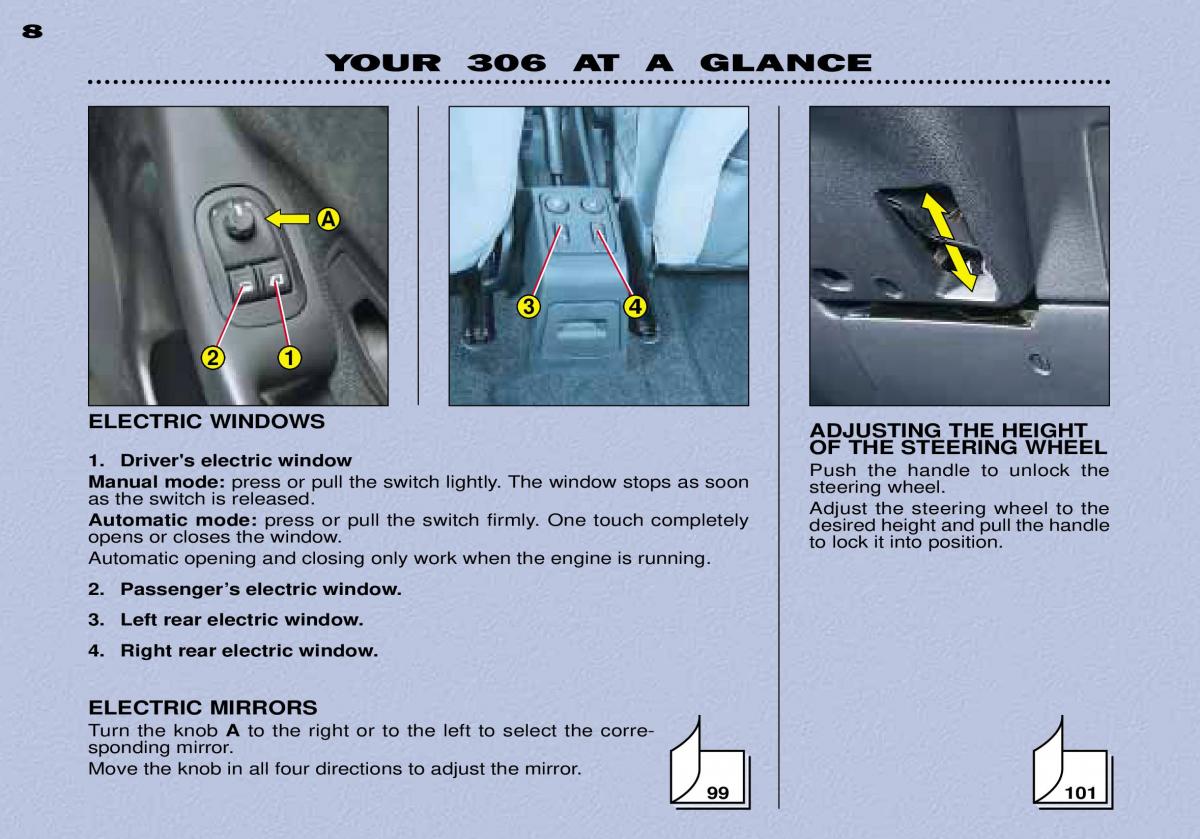 Peugeot 306 owners manual / page 102