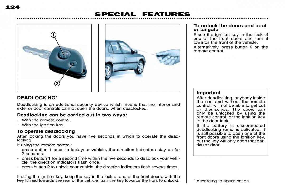 Peugeot 306 owners manual / page 28