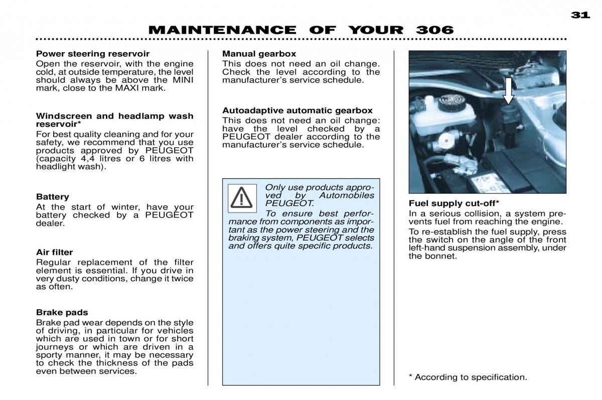 Peugeot 306 owners manual / page 50