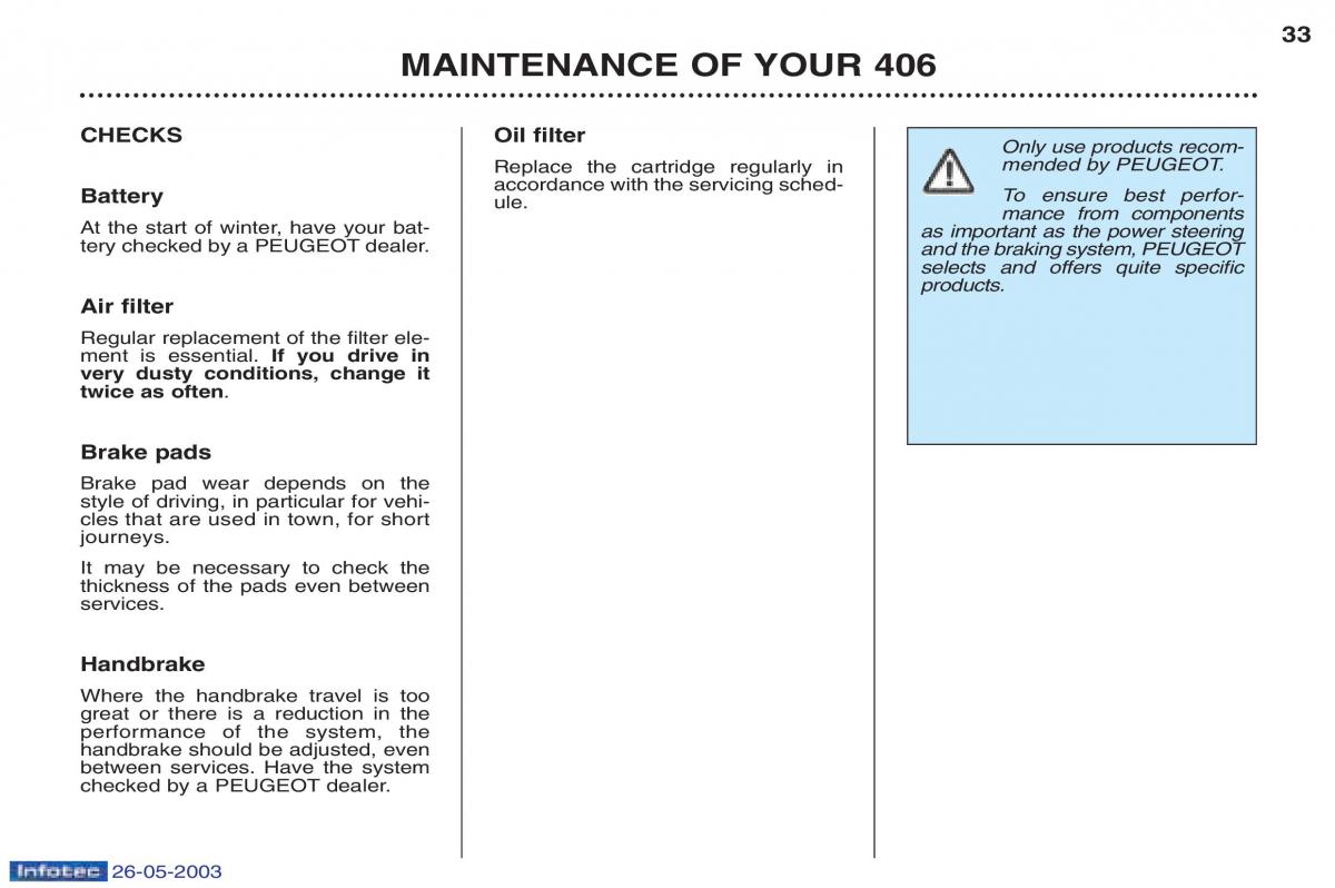 Peugeot 406 owners manual / page 55