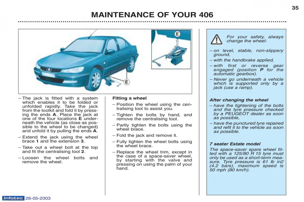 Peugeot 406 owners manual / page 58