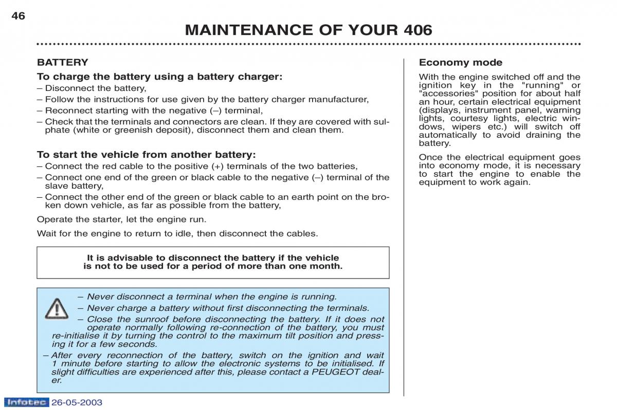 Peugeot 406 owners manual / page 61