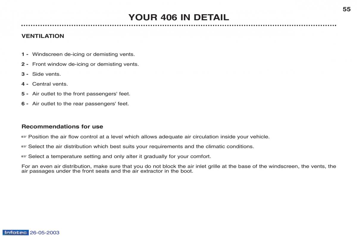 Peugeot 406 owners manual / page 70