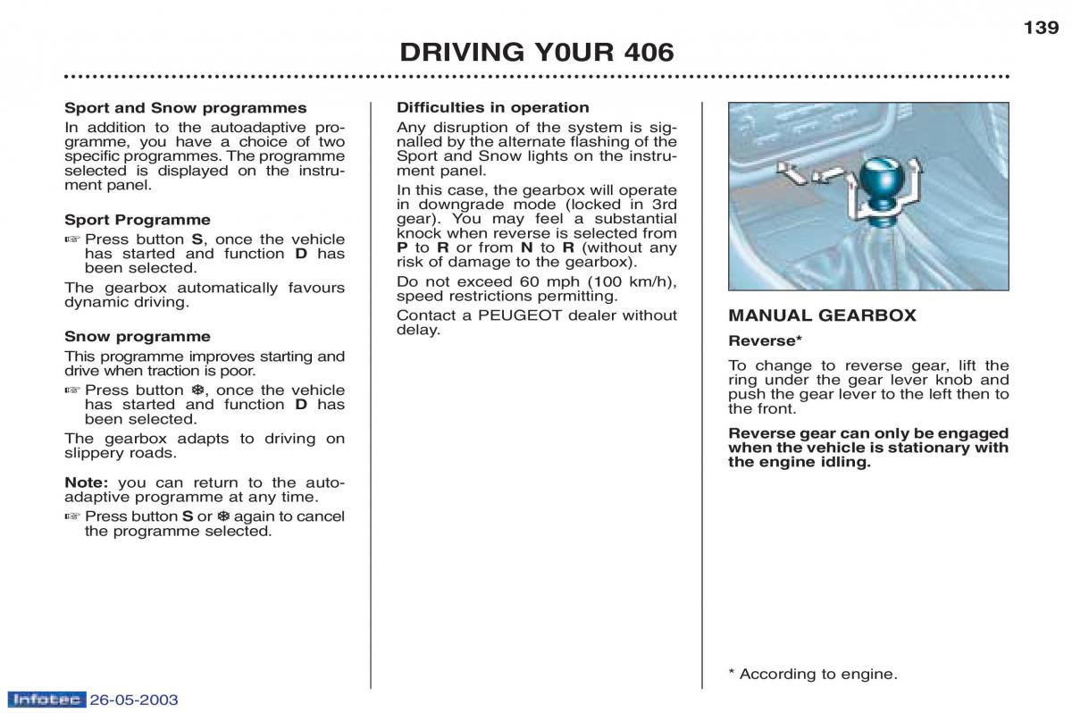 Peugeot 406 owners manual / page 37