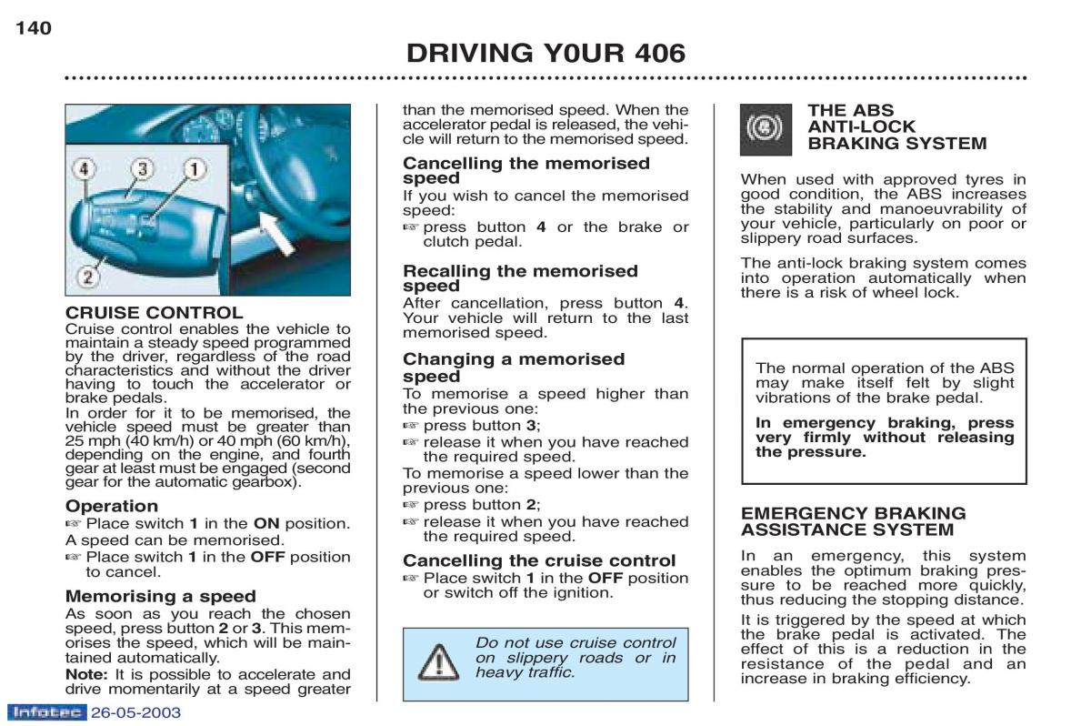 Peugeot 406 owners manual / page 40