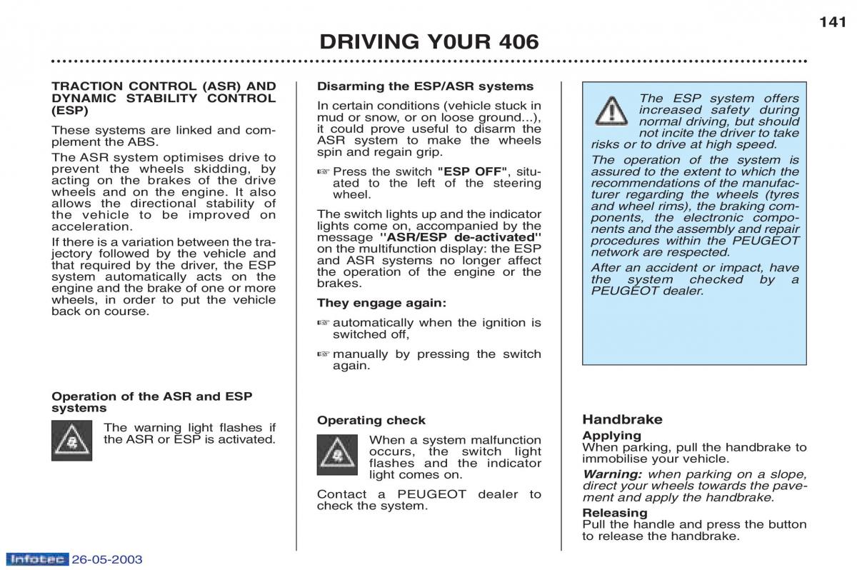 Peugeot 406 owners manual / page 41